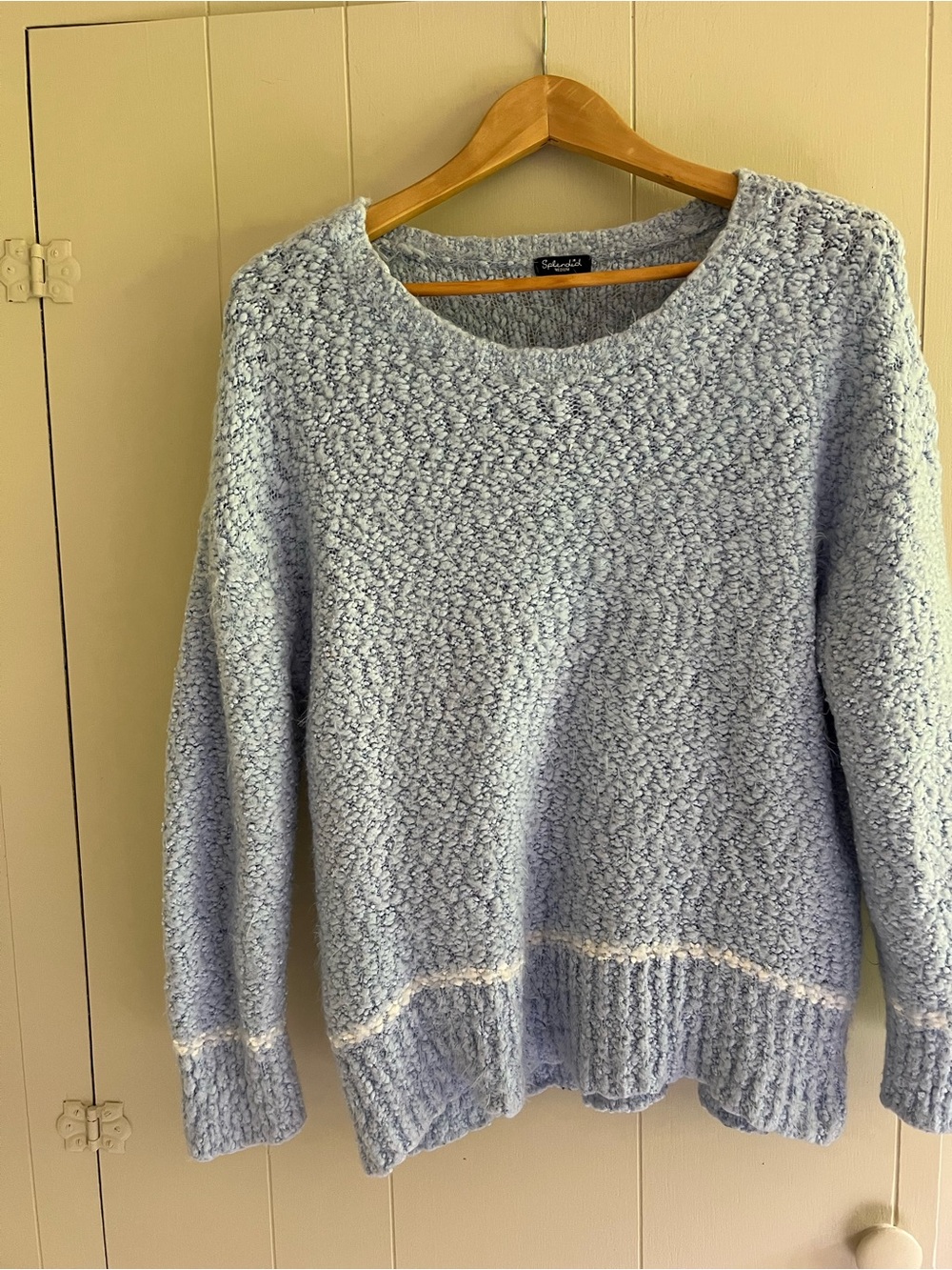 Splendid Light Blue Bouclé Crewneck Sweater